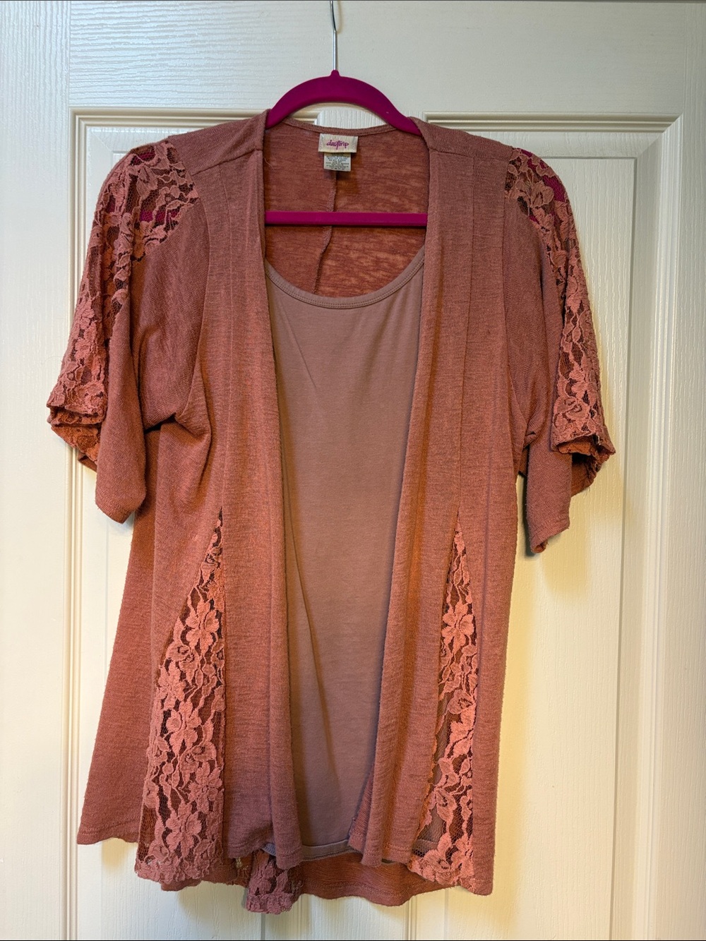 Short Sleeve Lace Cardigan and matching Cami Set from Buckle